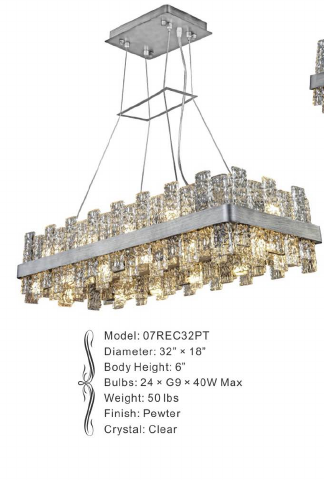 07REC32PT 32” X 18” COSMO PEWTER RECTANGULAR - 210000006532