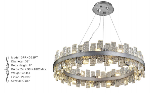 07RND32PT 32" X 6" COSMO PEWTER ROUND - 210000006524