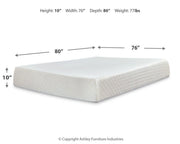 10 Inch Chime Memory Foam White King Mattress and Foundation - M699M1