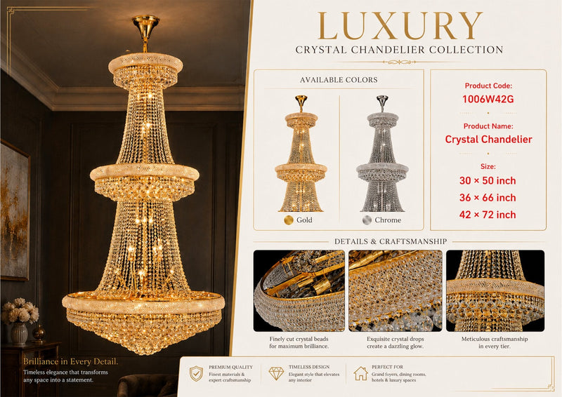 1006W42G 42"X72" 24K GOLD BAGEL STYLE CHANDELIER - 210000004156
