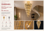 1040H48G 48 X 96 - GOLD SPIRAL HANGING CHANDELIER - 210000004172