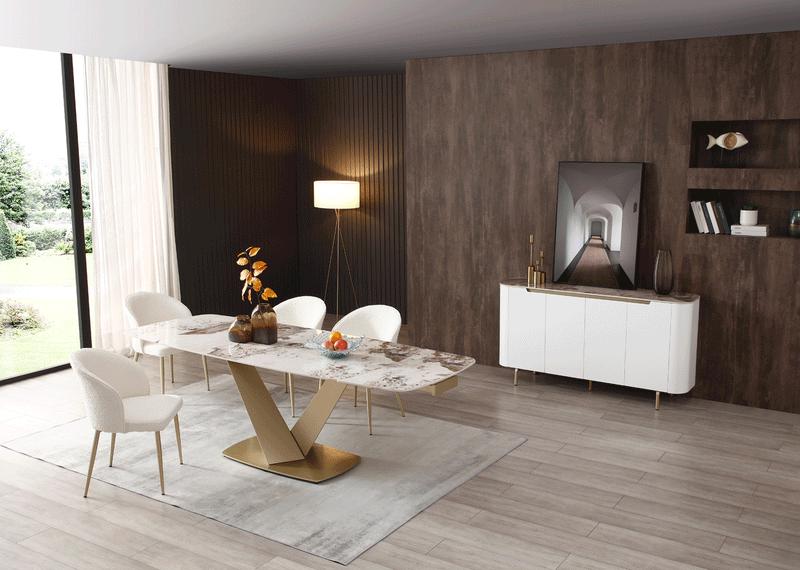 109 Table Golden With 2107 Chairs Set - DMV Furniture