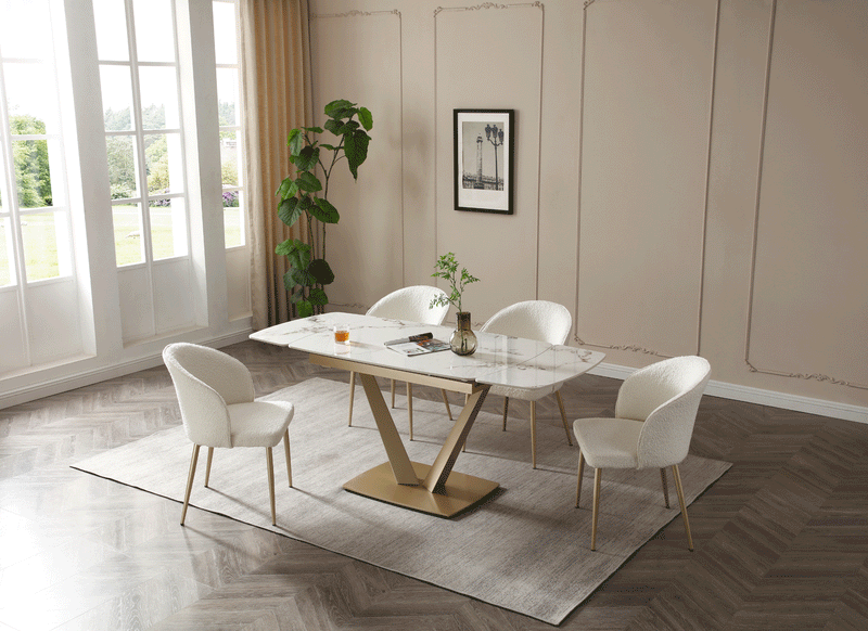 109 Table Golden With 2107 Chairs Set - DMV Furniture