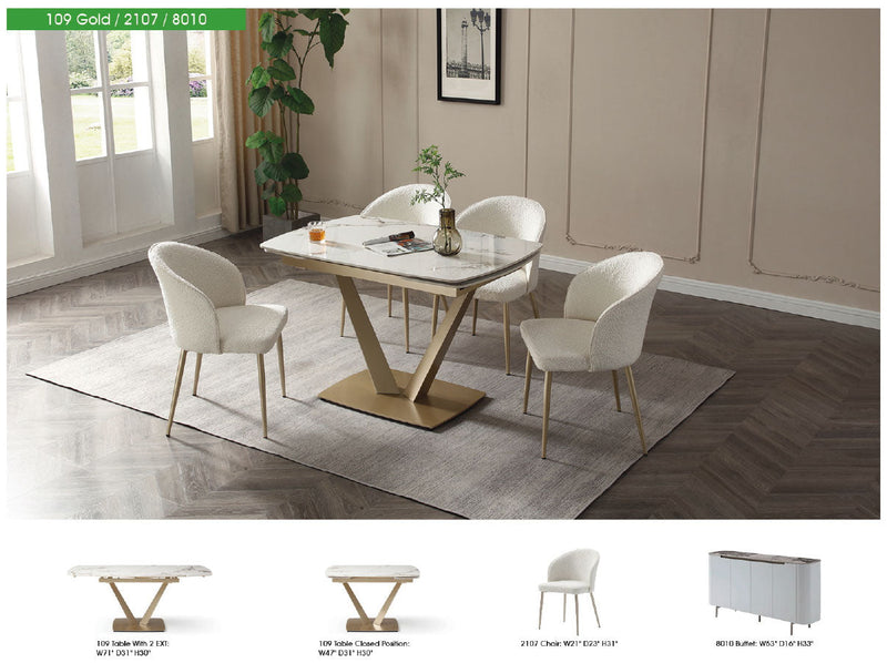 109 Table Golden with 2107 Chairs SET - p13232