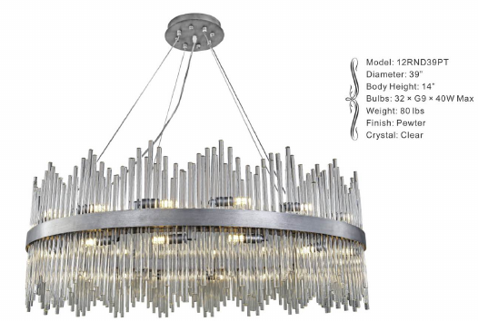 12RND39PT 39" X 14" MUNICH PEWTER ROUND - 210000006546