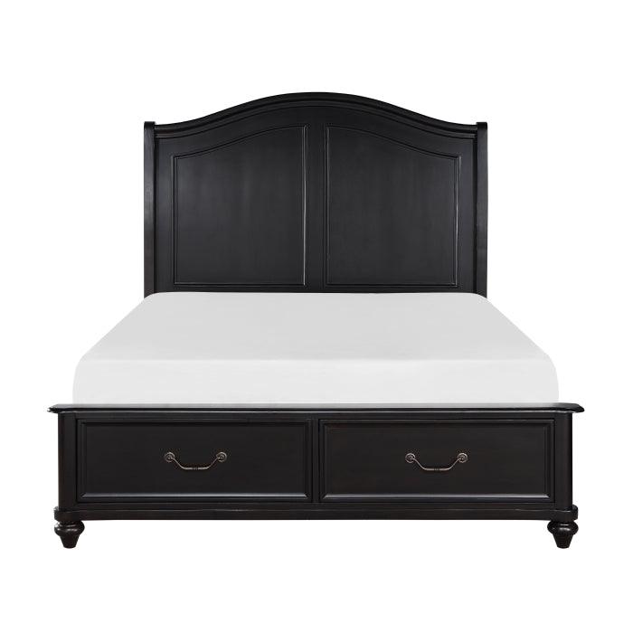 Herman Queen Platform Bed With Footboard Storage In Charcoal Brown 1420-1* | Homelegance