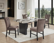 Vega Black/Brown Faux Marble Dining Set from Crown Mark - DMV Furniture