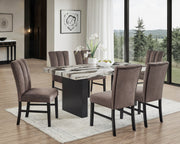 Vega Black/Brown Faux Marble Dining Set from Crown Mark - DMV Furniture