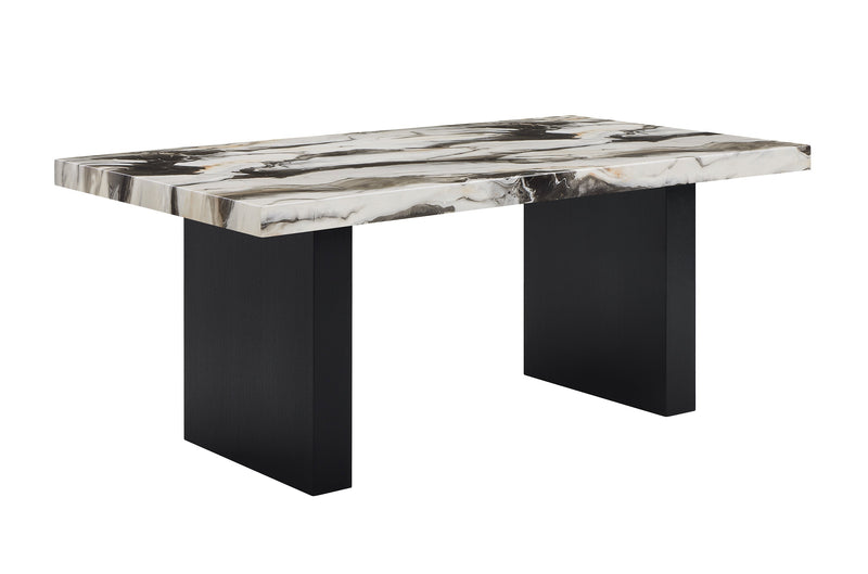 Vega Black/Brown Faux Marble Dining Set from Crown Mark - DMV Furniture