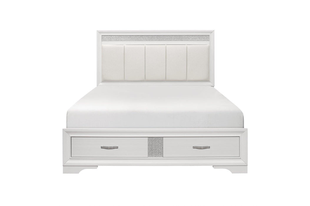 Luster Eastern King Platform Bed With Footboard Storage In White 1505Wk-1Ek* | Homelegance
