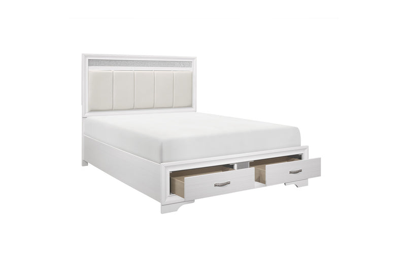 Luster 5 Piece Eastern King Platform Bedroom Set In White 1505WK-1EK-5Set | Homelegance