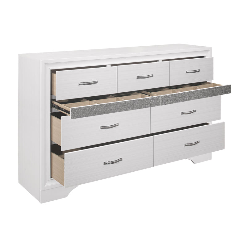 Luster 5 Piece Eastern King Platform Bedroom Set In White 1505WK-1EK-5Set | Homelegance
