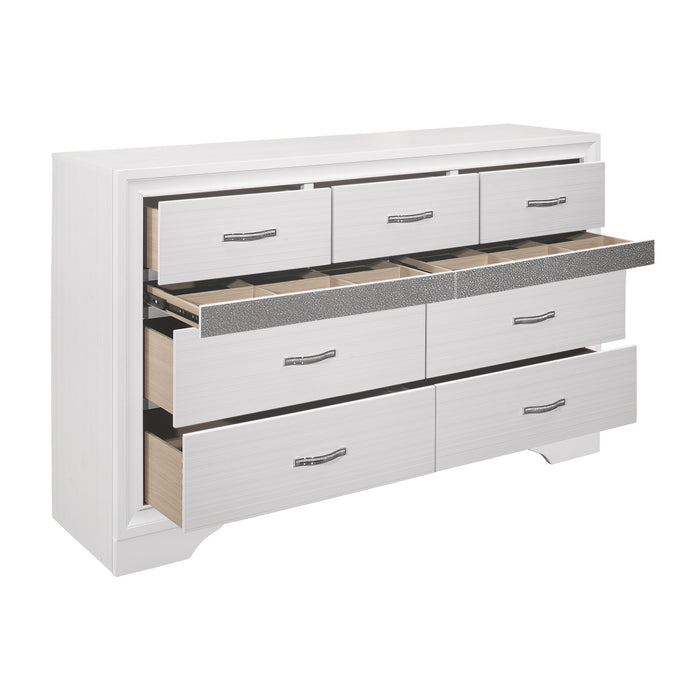Luster 5 Piece Eastern King Platform Bedroom Set In White 1505WK-1EK-5Set | Homelegance