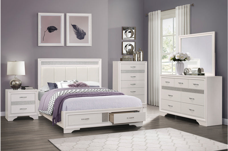 Luster 5 Piece Eastern King Platform Bedroom Set In White 1505WK-1EK-5Set | Homelegance