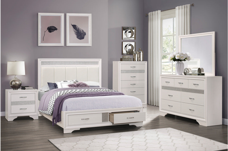 Luster 5 Piece Eastern King Platform Bedroom Set In White 1505WK-1EK-5Set | Homelegance