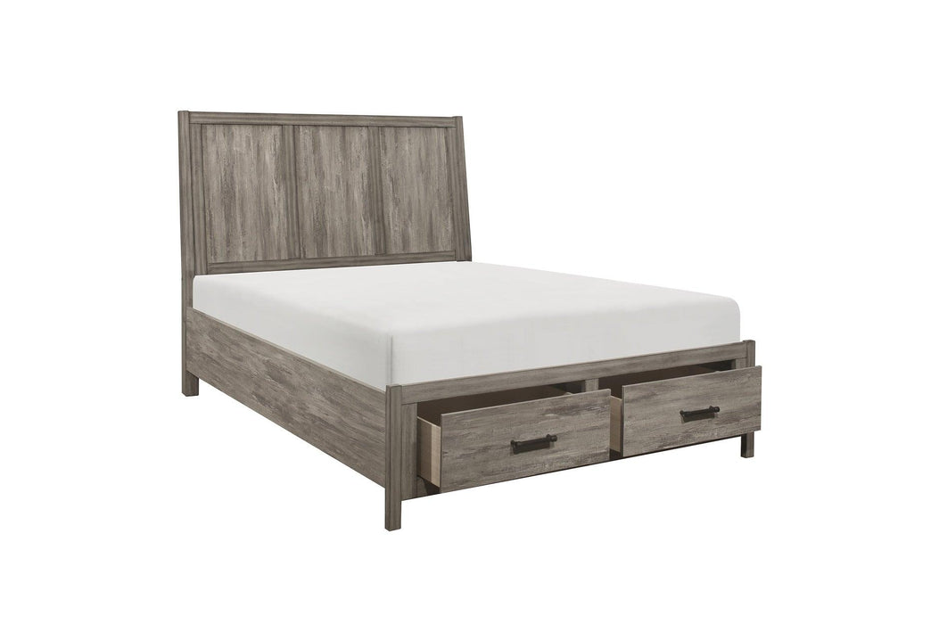 Bainbridge Queen Platform Bed With Footboard Storage In Weathered Gray 1526-1* | Homelegance