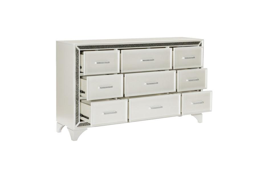 Salon Dresser And Mirror In Pearl White Metallic 1572W-Dm | Homelegance