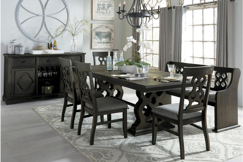 Arasina Dark Pewter Extendable Rectangular Dining Table 5559N-96 | Homelegance