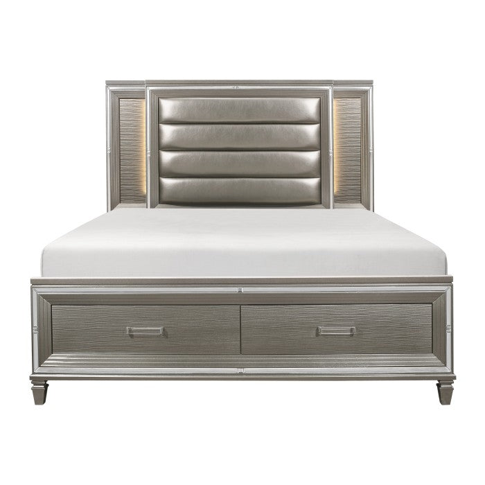 1616-1* (3)Queen Platform Bed with Footboard Storage, LED Lighting - 1616-1*