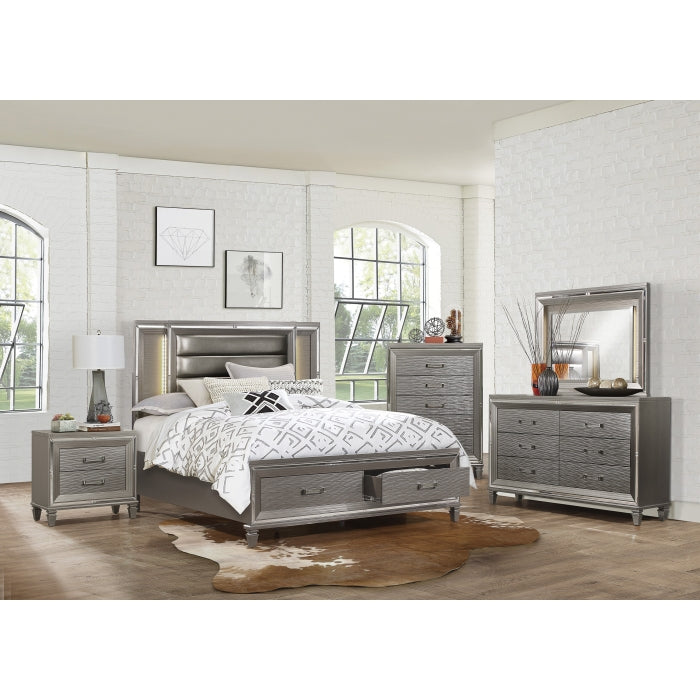 1616K-1CK* (3)California King Platform Bed with Footboard Storage, LED Lighting - 1616K-1CK*
