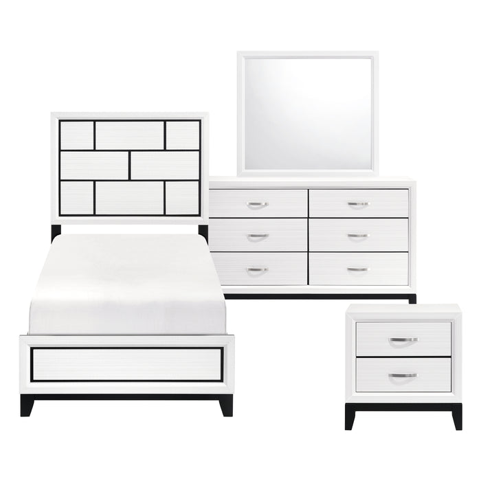 Davi White Twin Bed and Nightstand