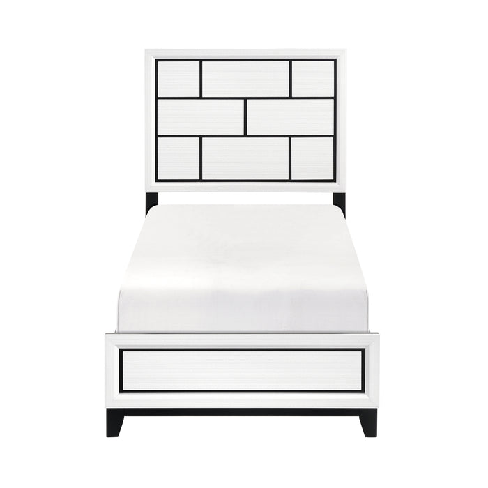 Davi White Twin Bed and Nightstand