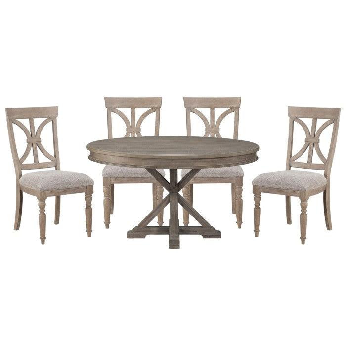 Cardano 5 Piece Dining Room Set In Driftwood Light Brown 1689Br-54-5Set | Homelegance