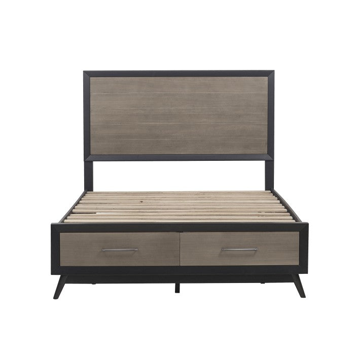 Raku Queen Platform Bed With Footboard Storage 1711Nc-1 | Homelegance