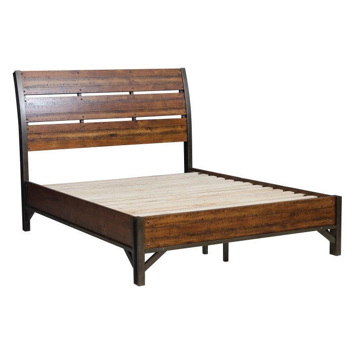 Holverson Brown Milk Crate 3 Piece Queen Sleigh Bedroom Set 1715-1-3 | Homelegance