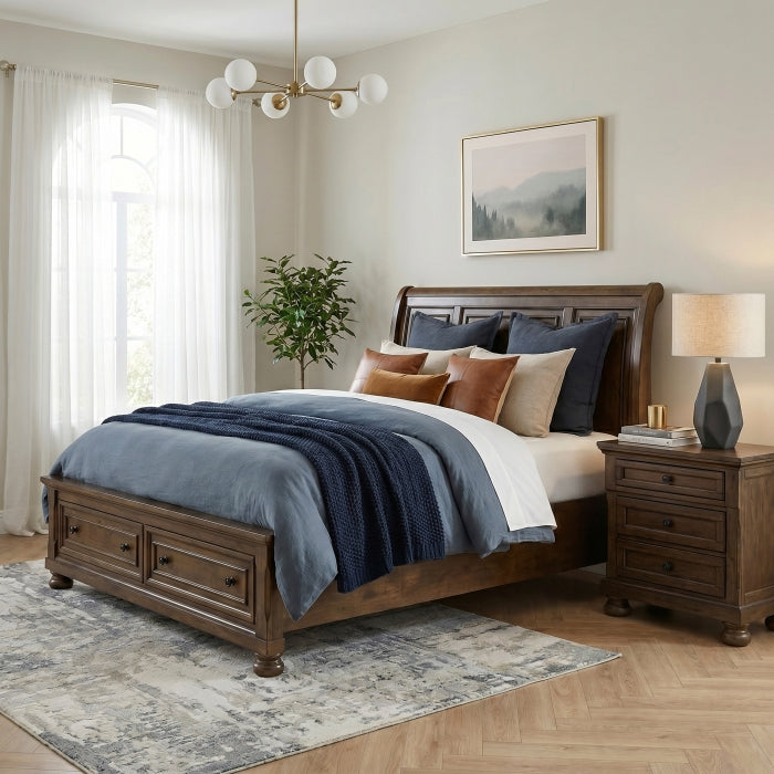 1718BR-1* (3) Queen Platform Bed with Footboard Storage - 1718BR-1*