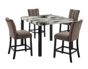 Vega Black/Brown Faux Marble Counter Height Set from Crown Mark - DMV Furniture