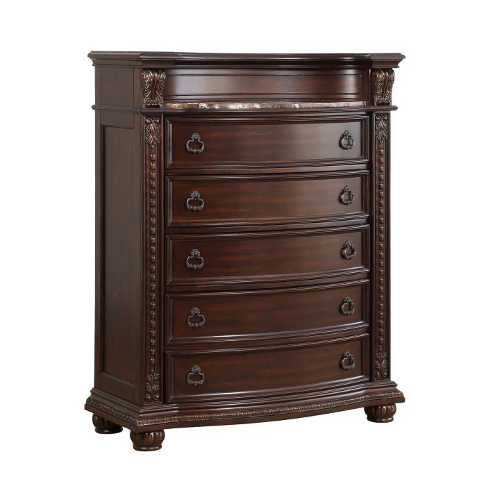 Cavalier Dark Cherry 5 Piece Eastern King Sleigh Bedroom Set 1757K-1Ek-9 | Homelegance