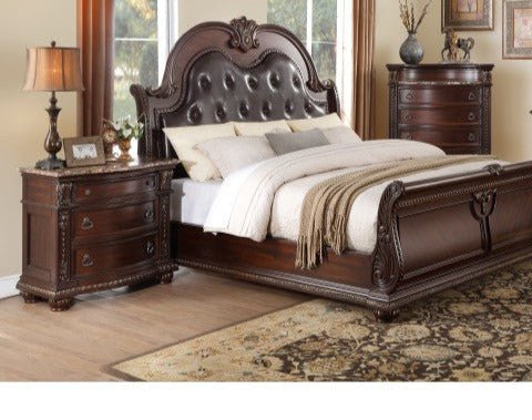 Cavalier Dark Cherry 3 Piece Eastern King Sleigh Bedroom Set 1757K-1Ek-3 | Homelegance