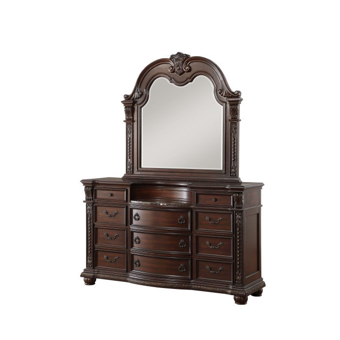 Cavalier Dark Cherry 5 Piece Queen Sleigh Bedroom Set 1757-1-9 | Homelegance