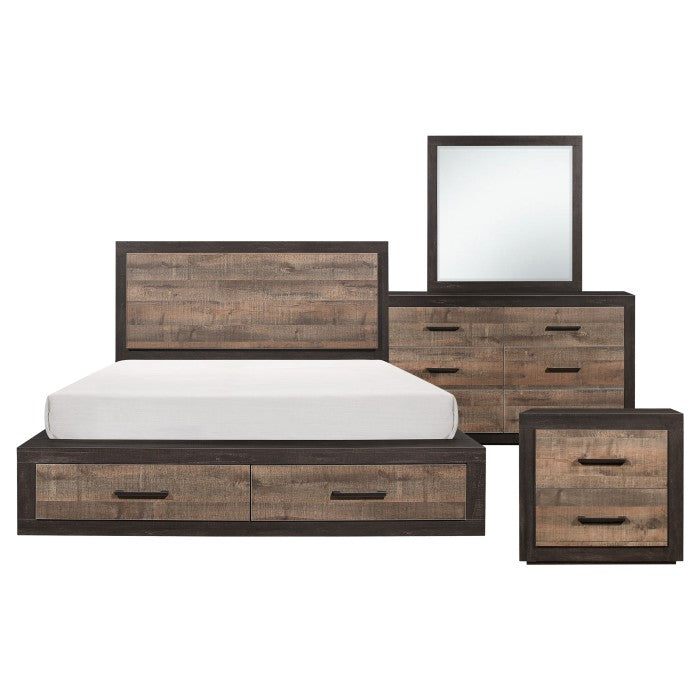 Miter Mahogany And Ebony 4 Piece Eastern King Platform Storage Bedroom Set 1762K-1Ek-4 | Homelegance