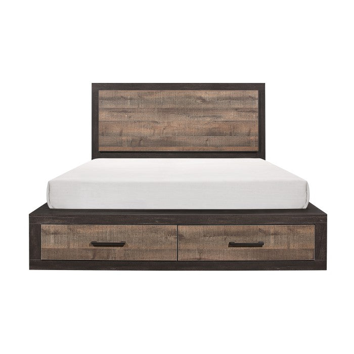 Miter Mahogany And Ebony Queen Platform Storage Bed 1762-1 | Homelegance