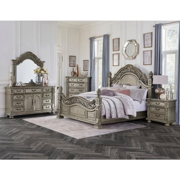 Catalonia Eastern King Bed In Platinum Gold 1824Pgk-1Ek | Homelegance