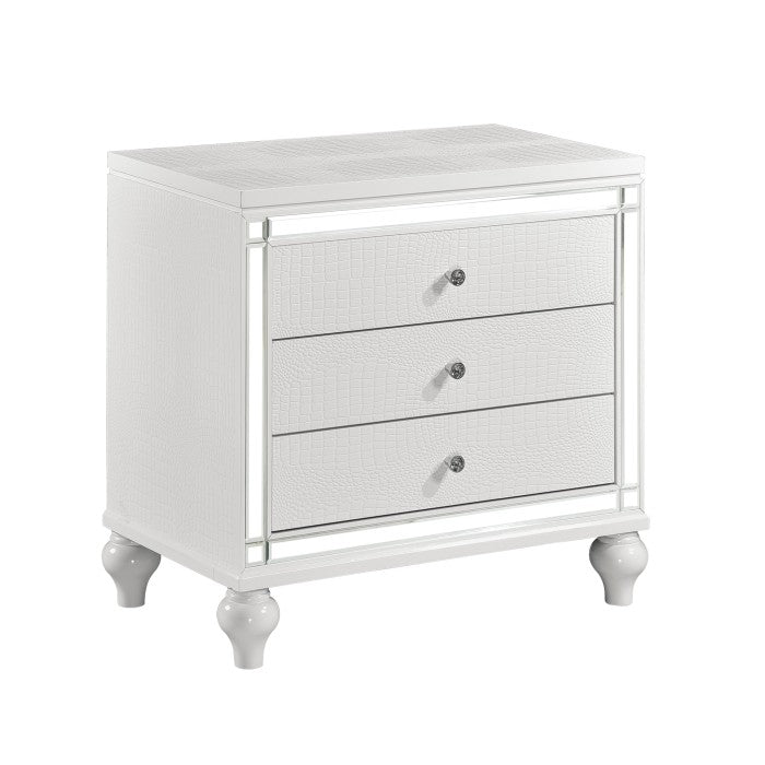 Alonza Bright White 3 Piece Eastern King Bedroom Set With Led Lighting 1845Kled-1Ek-3 | Homelegance