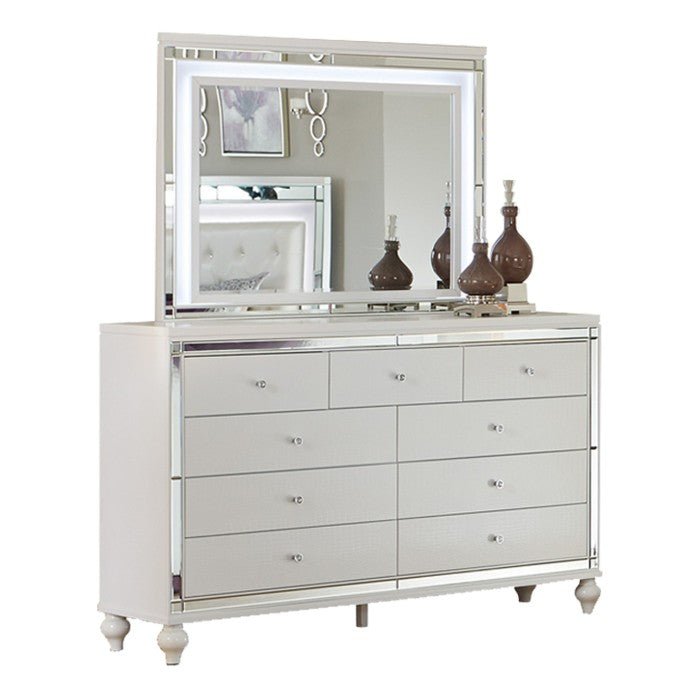 Alonza Bright White 5 Piece Queen Bedroom Set With Led Lighting 1845Led-1-5 | Homelegance