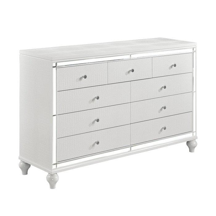 Alonza Bright White 5 Piece Queen Bedroom Set With Led Lighting 1845Led-1-9 | Homelegance