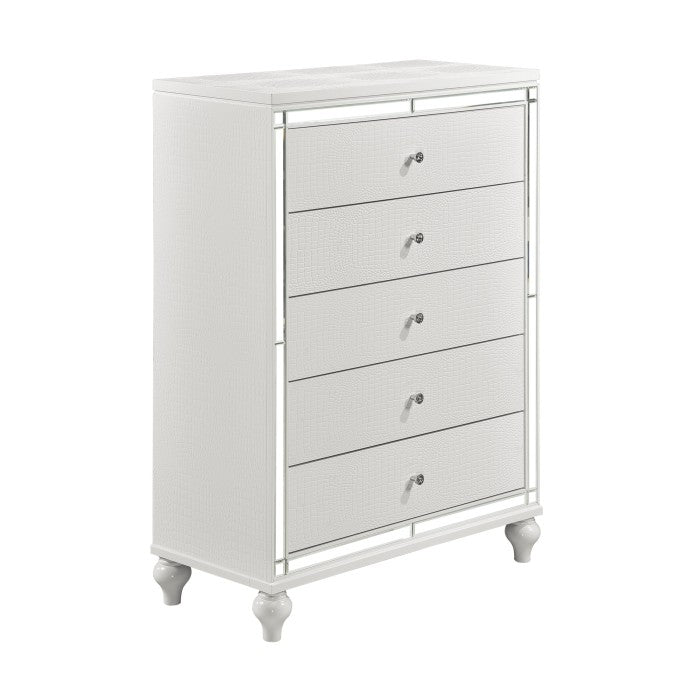 Alonza Bright White 6 Piece Queen Bedroom Set With Led Lighting 1845Led-1-6 | Homelegance