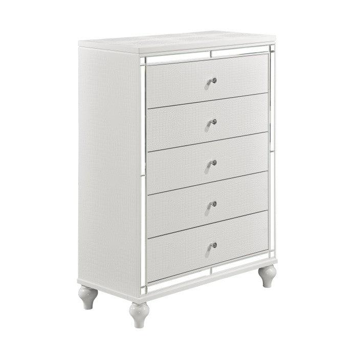 Alonza Bright White 5 Piece Queen Bedroom Set With Led Lighting 1845Led-1-9 | Homelegance