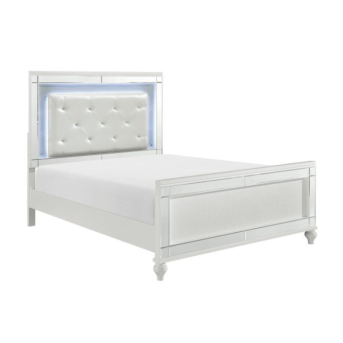 Alonza Bright White 5 Piece Queen Bedroom Set With Led Lighting 1845Led-1-5 | Homelegance