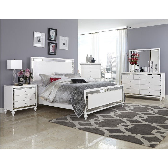 Alonza Bright White 5 Piece Queen Bedroom Set With Led Lighting 1845Led-1-5 | Homelegance