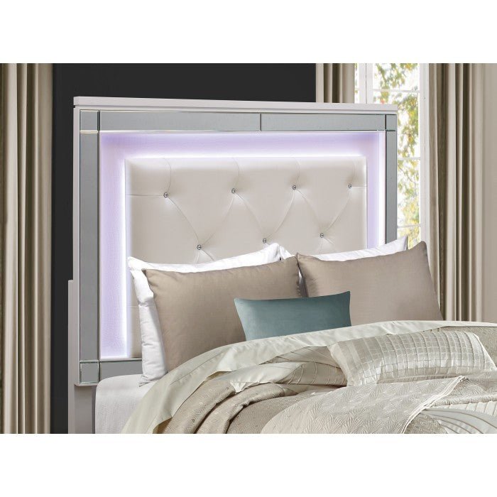Alonza Bright White Eastern King Bed With Led Lighting 1845Kled-1Ek | Homelegance