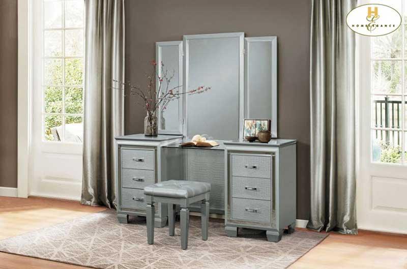 Allura Vanity Dresser With Mirror And Stool In Silver 1916-15-14 | Homelegance