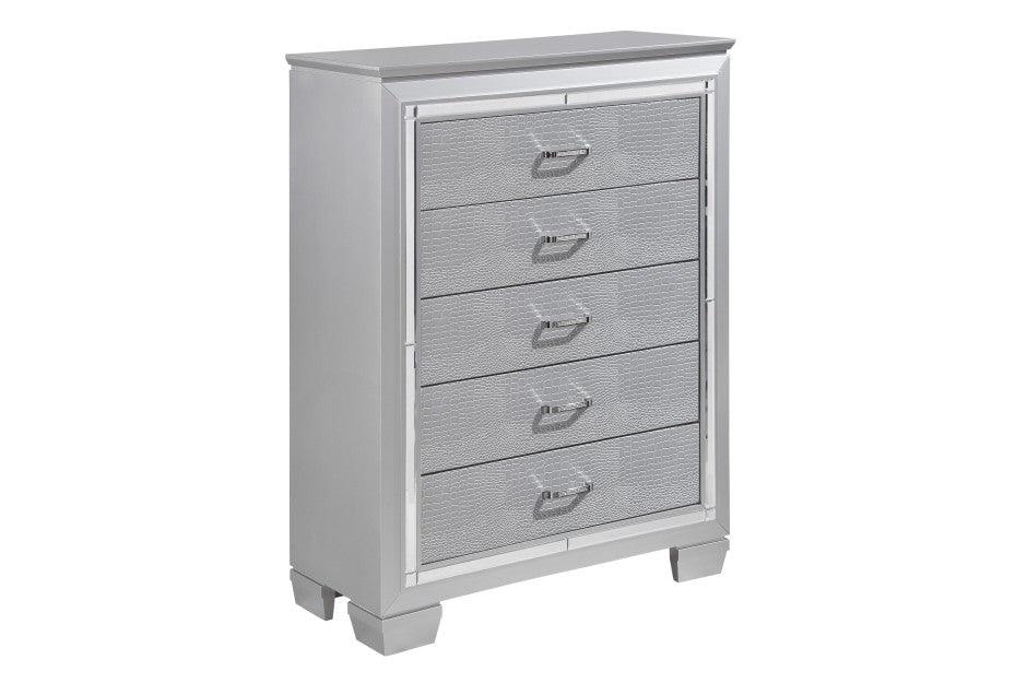 Allura 5 Piece Queen Bedroom Set in Silver with LED Lights 1916-1-9 | Homelegance