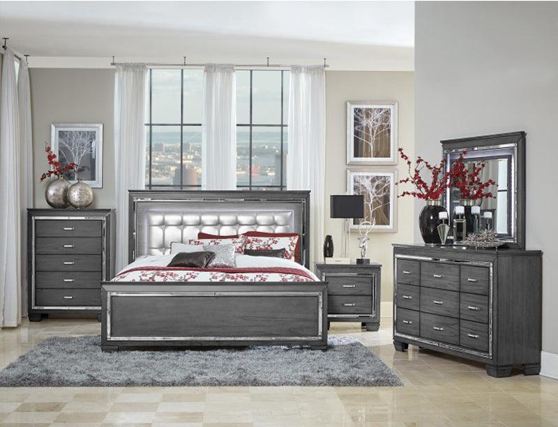 Allura Eastern King Bed Led Lighting In Grey 1916Kgy-1Ek | Homelegance