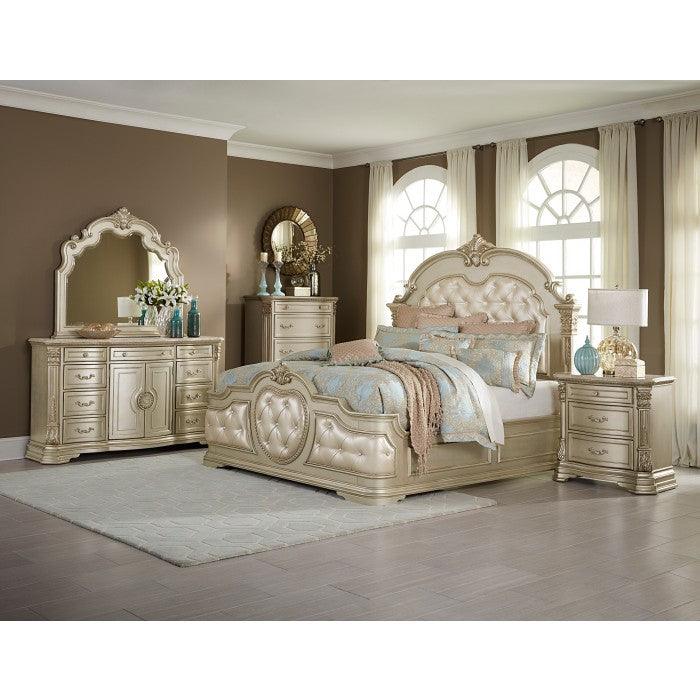 Antoinetta Champagne Nightstand, Marble Top 1919Nc-4 | Homelegance