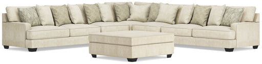 Rawcliffe Parchment 5-Piece Sectional and Oversized Ottoman from Ashley - DMV Furniture